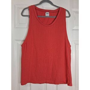 Zara womens xlarge tank shirt top sleeveless orange